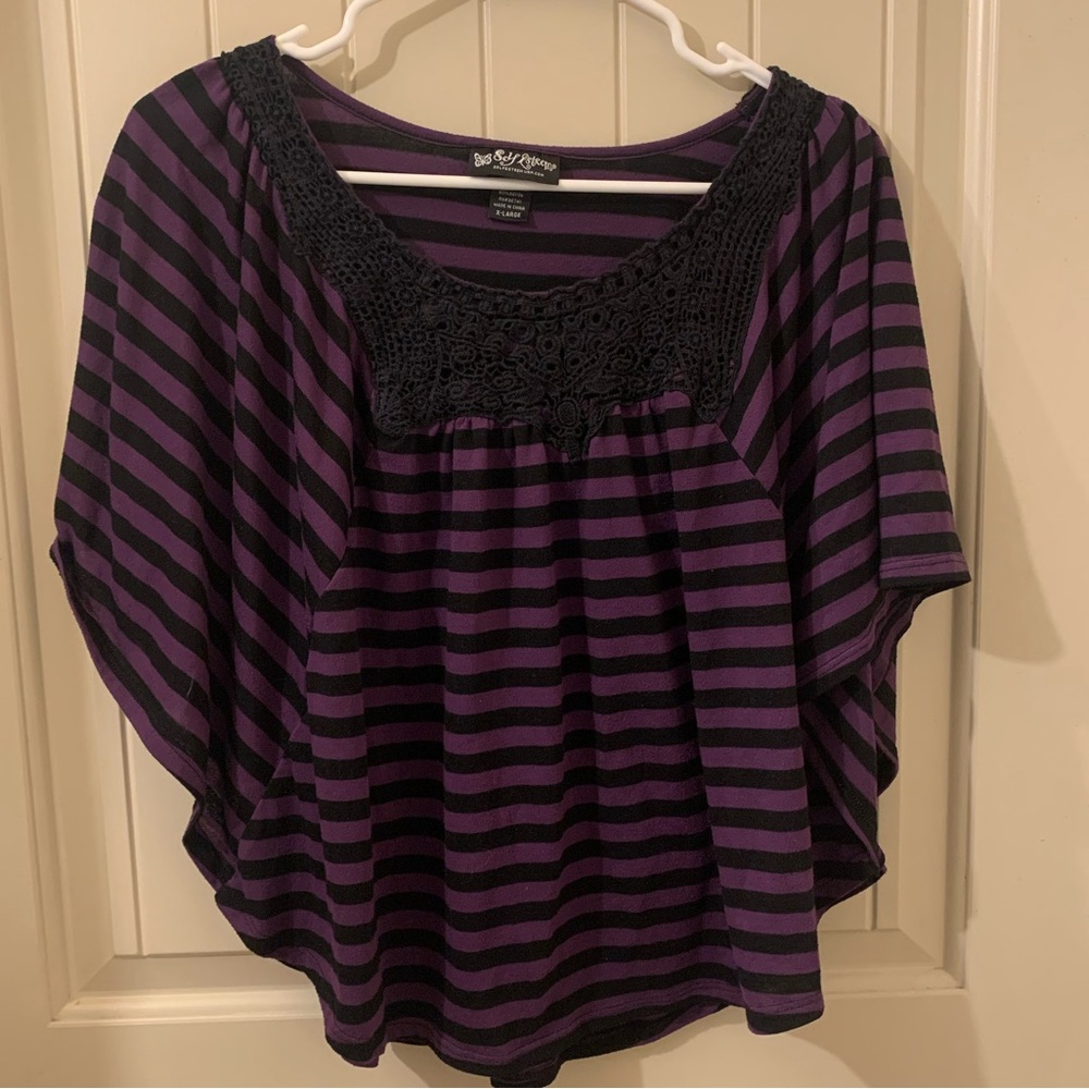 Self Esteem Purple/Black Flowy Blouse